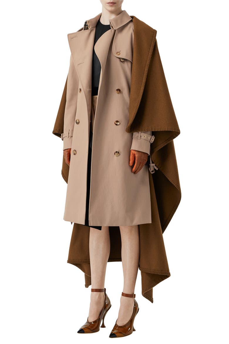 Trench Coat with Attached Cashmere Blanket, Alternate, color, CAMEL