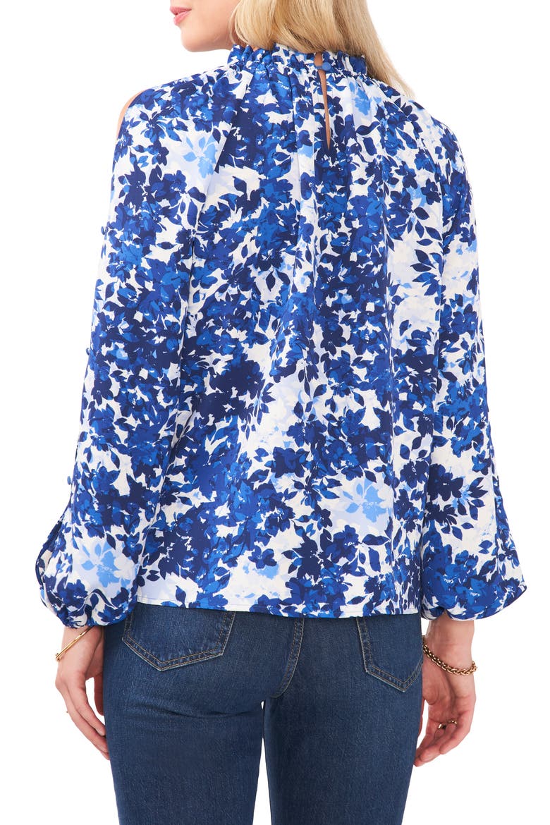 Floral Print Split Sleeve Blouse, Alternate, color, OPULENT BLUE
