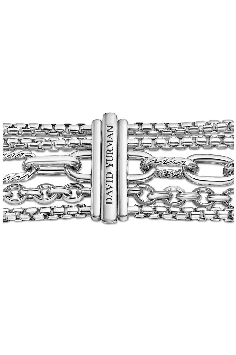 Multi-Row Chain Bracelet with 18K Yellow Gold, Alternate, color, SILVER/ GOLD