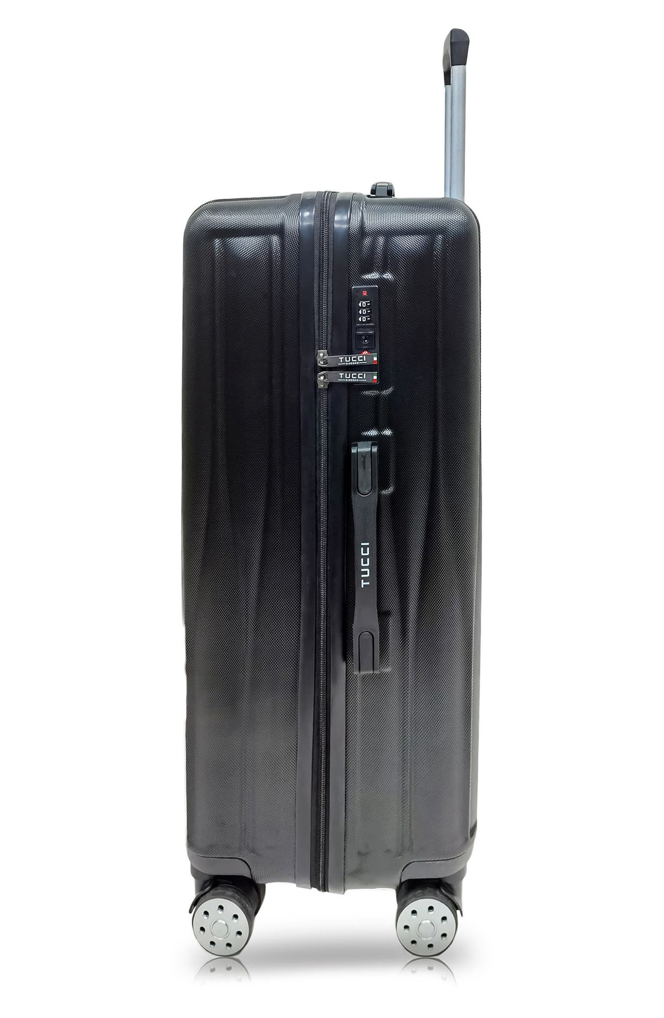 TUCCI Baratro Hardshell 3-Piece Spinner Luggage Set, Alternate, color, Black