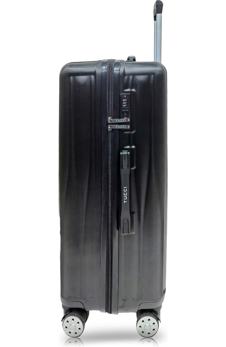 TUCCI Baratro Hardshell 3-Piece Spinner Luggage Set, Alternate, color, Black