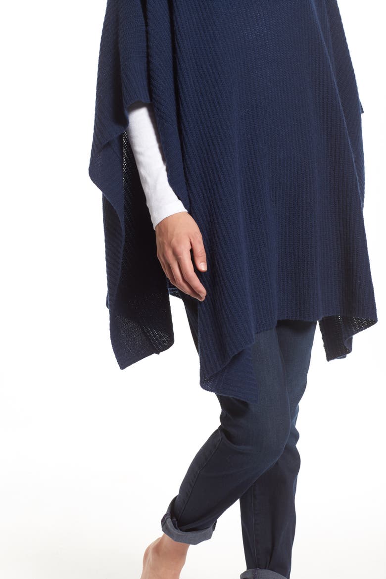 Cashmere Poncho, Alternate, color, NAVY NIGHT