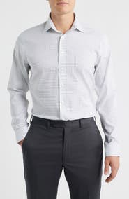 Nordstrom Trim Fit Geometric Print Premium Performance Twill Dress Shirt