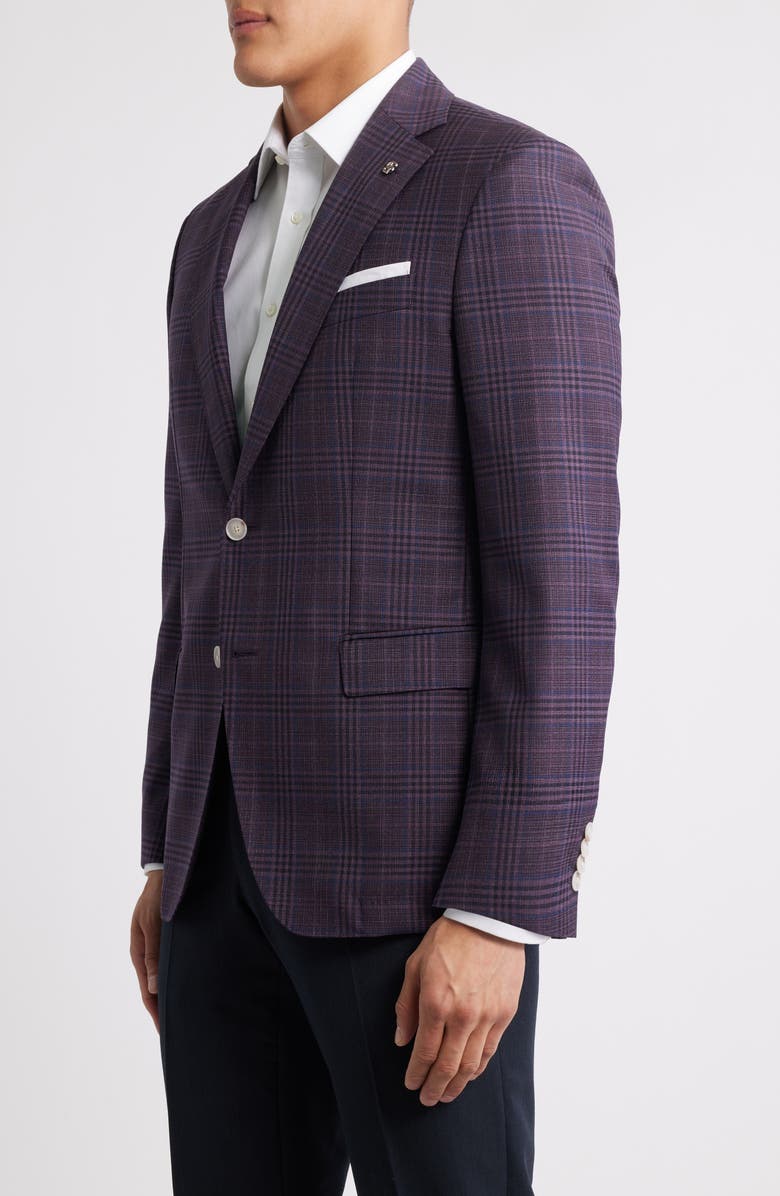 BOSS Hutson Plaid Virgin Wool Sport Coat, Alternate, color, Dark Pink