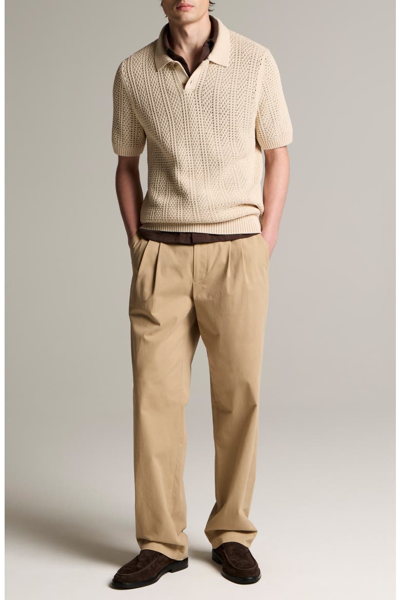 Seed Stitch Polo Sweater, Alternate, color, DARK BLANCO