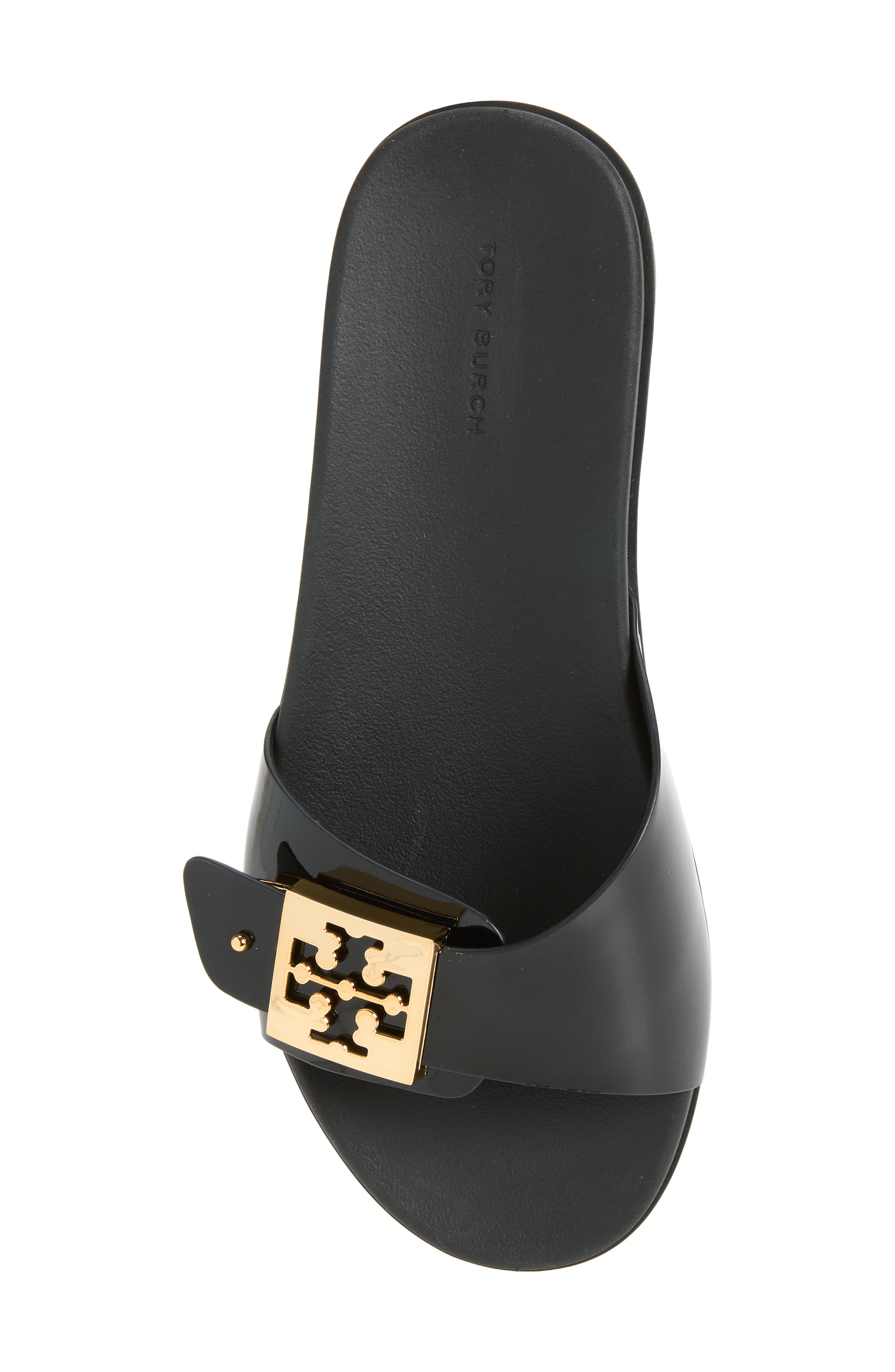 Tory Burch Buckle Slide Sandal, Alternate, color, Perfect Black / Gold
