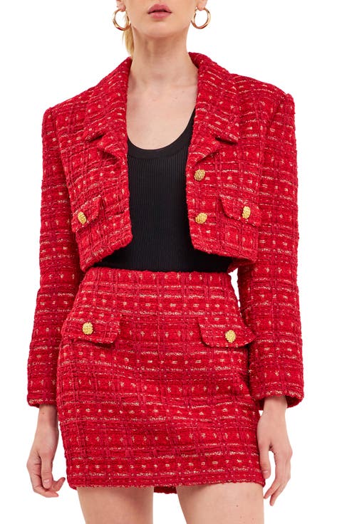 Premium Crop Tweed Jacket