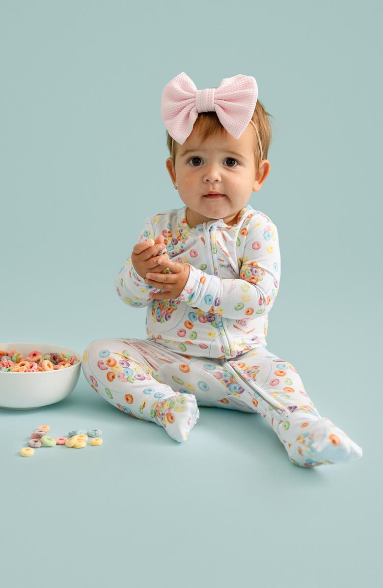 Posh Peanut Cereal Print Convertible Zip-Up Footie, Alternate, color, Blue