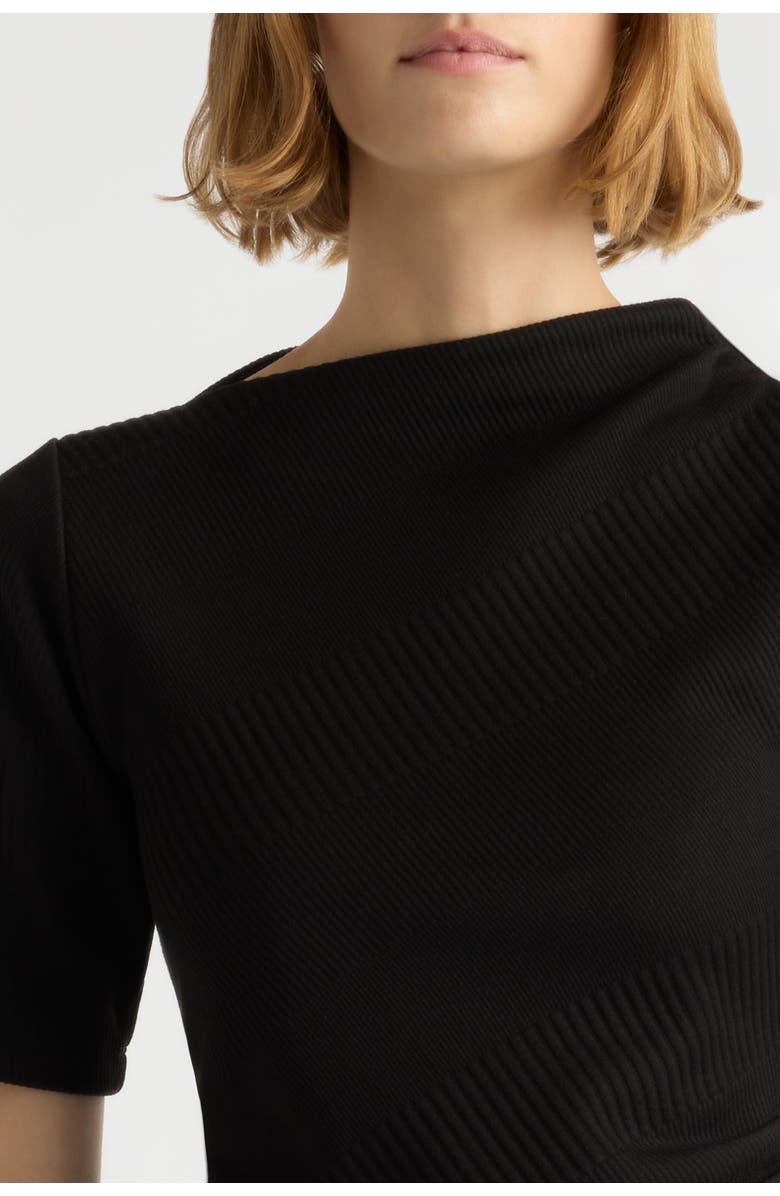 Modern Citizen Pauline Ribbed Asymmetric Neck Top, Alternate, color, Black