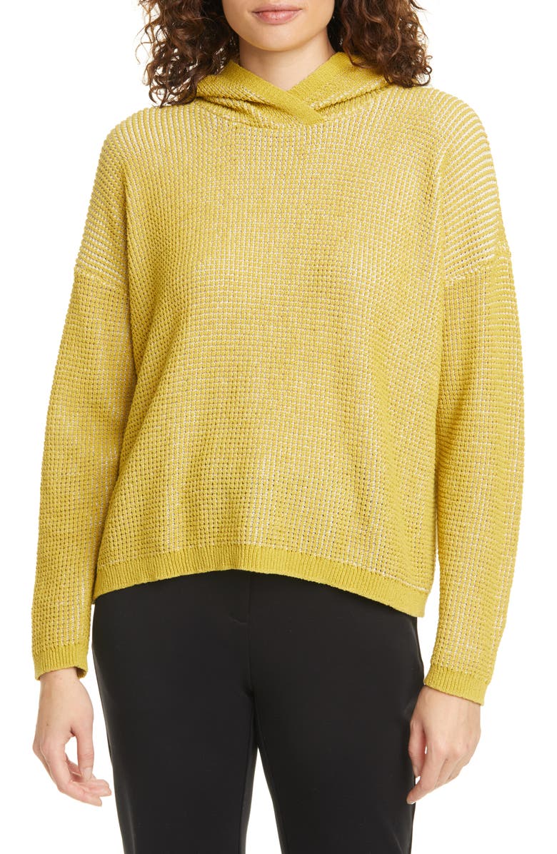 Eileen Fisher Organic Cotton Blend Hooded Sweater, Main, color,