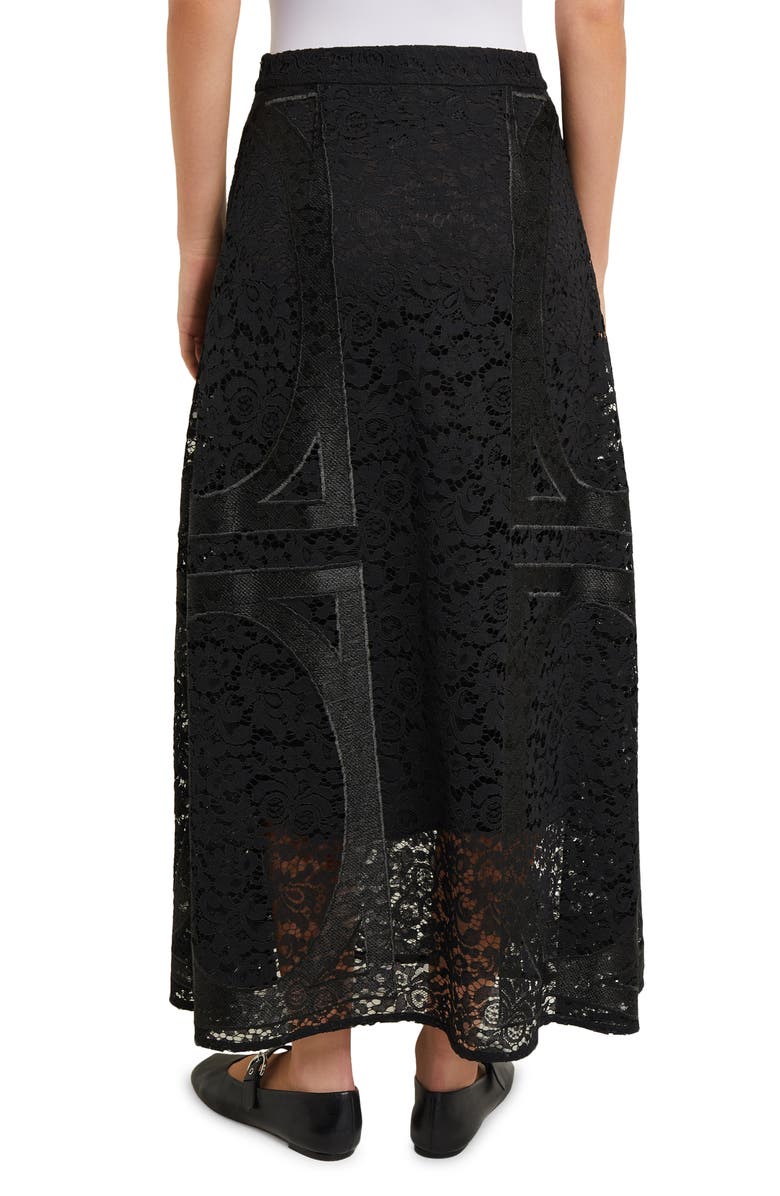 Misook Panel Detail Lace Maxi Skirt, Alternate, color, Black