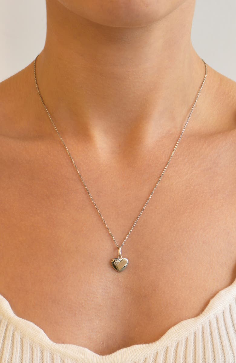 Anzie Jac+Jo Icon Heart Pendant Charm, Alternate, color, Silver/ White Sapphire