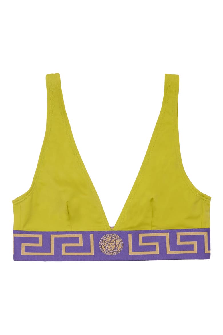 Greca Border Triangle Bikini Top, Alternate, color, PALE AVOCADO PURPLE