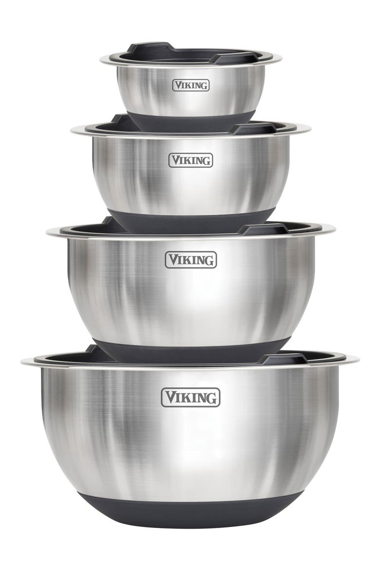 8-Piece Stainless Steel Bowls with Lids Set, Alternate, color, BLACK