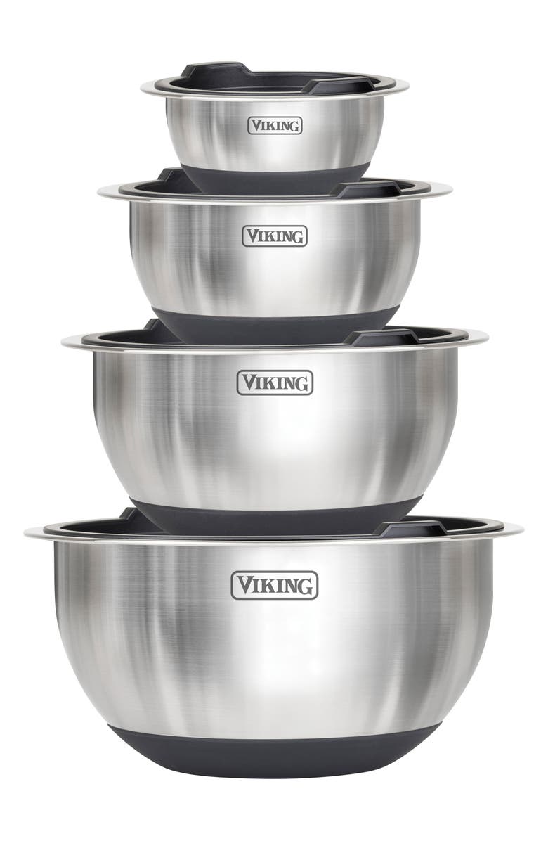 Viking 8-Piece Stainless Steel Bowls with Lids Set, Alternate, color, Black
