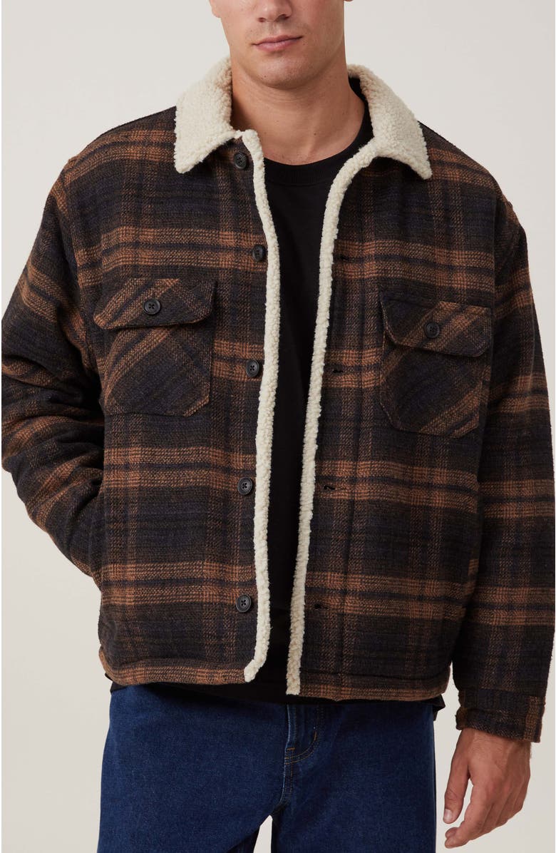 Cotton On Men's Teddy Lined Trucker, Main, color, 