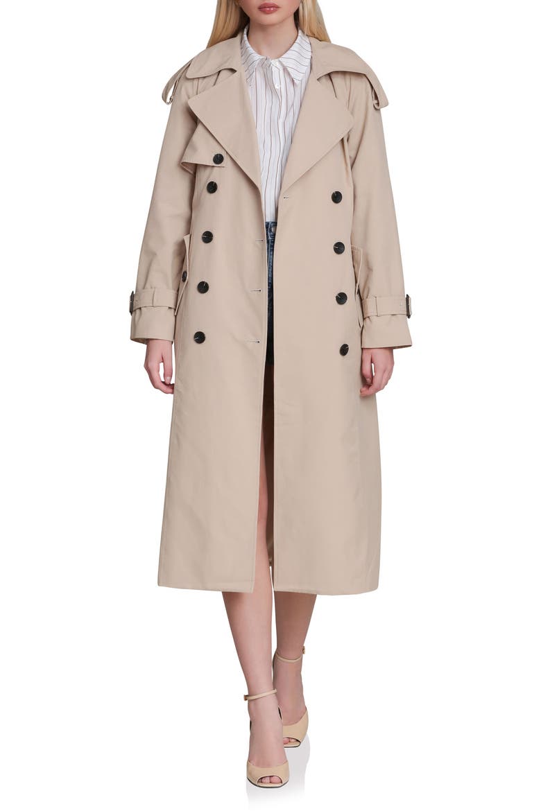 Belted Long Trench Coat, Main, color, WHEAT