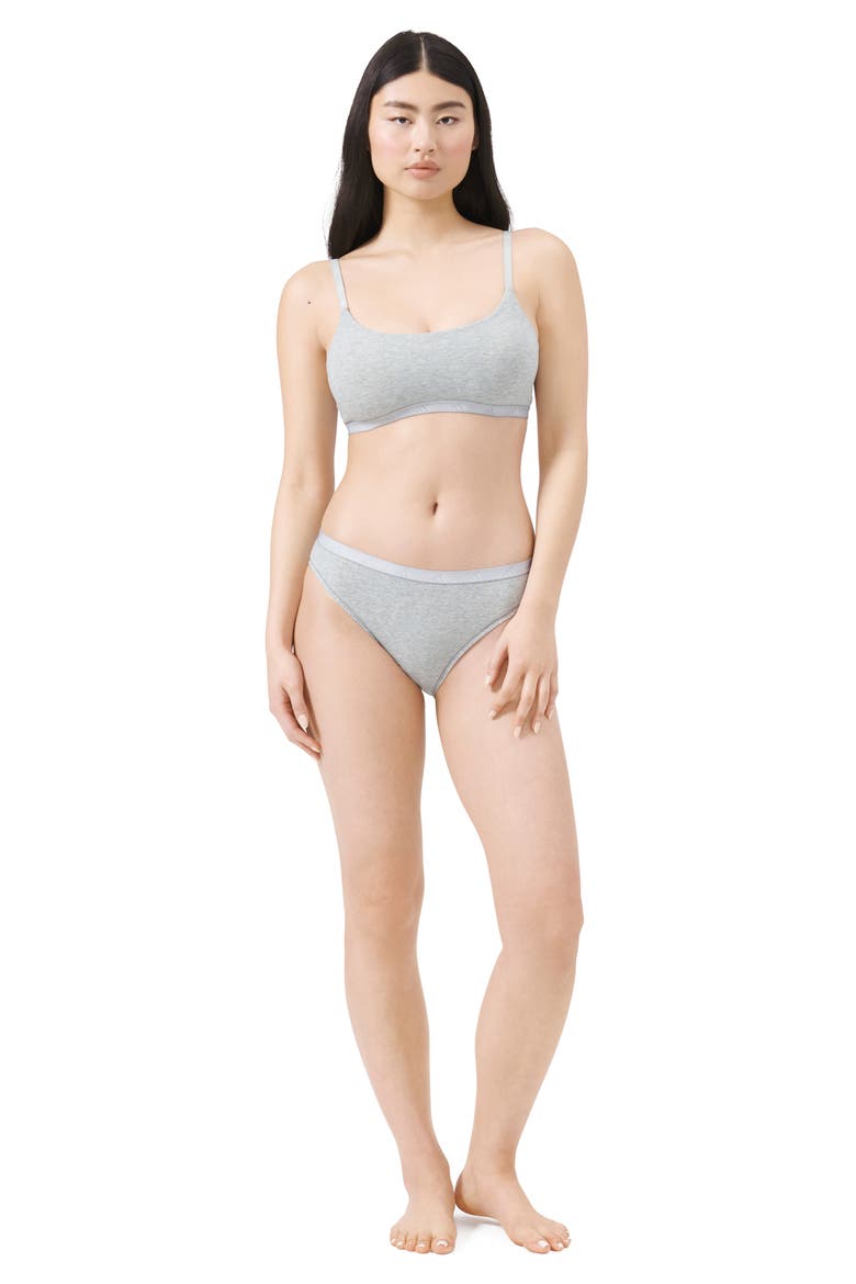 Essentials Cotton Blend Scoop Bralette, Alternate, color, MEDIUM HEATHER GREY