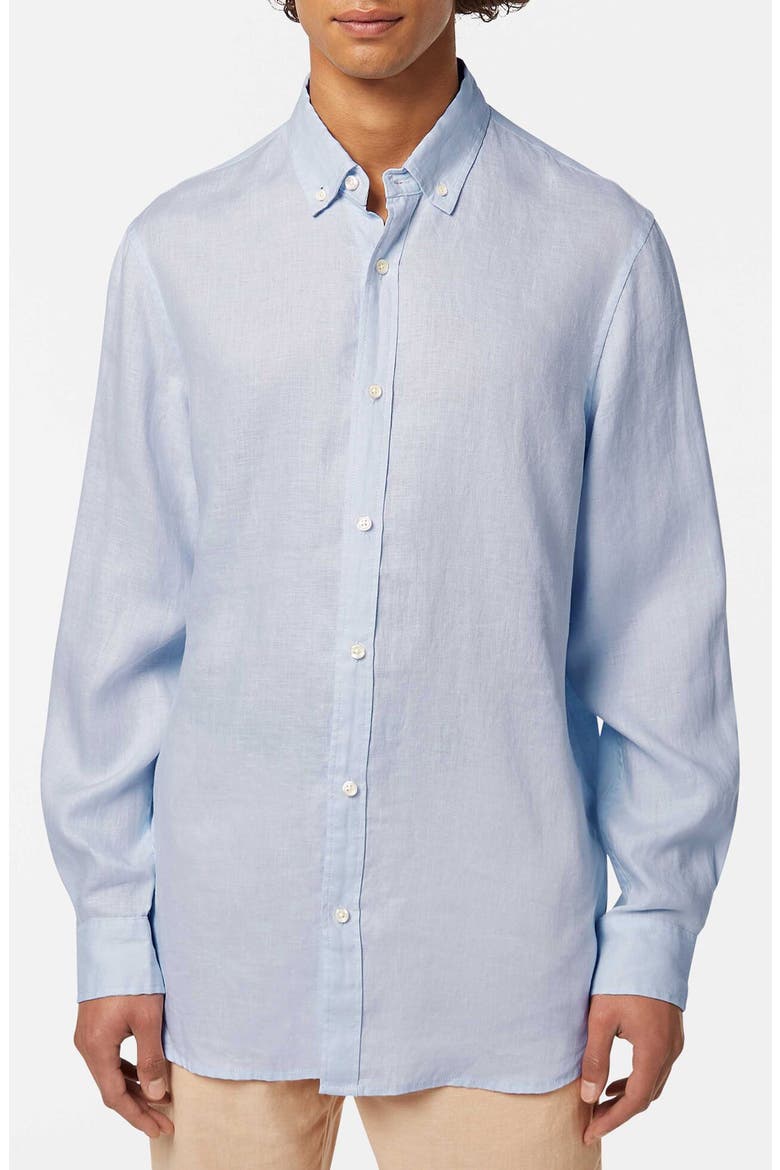 Linen Button-Down Shirt, Main, color, SHIRT BLUE