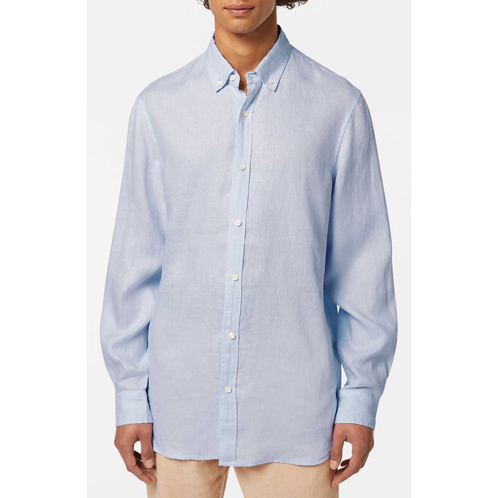 Scotch & Soda Linen Button-down Shirt In Shirt Blue