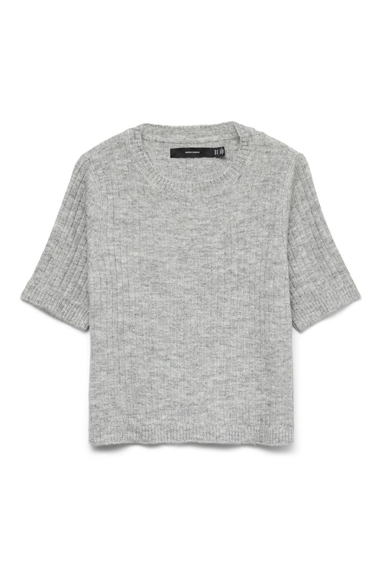 Sally Short Sleeve Sweater, Alternate, color, LIGHT GREY MELANGE D