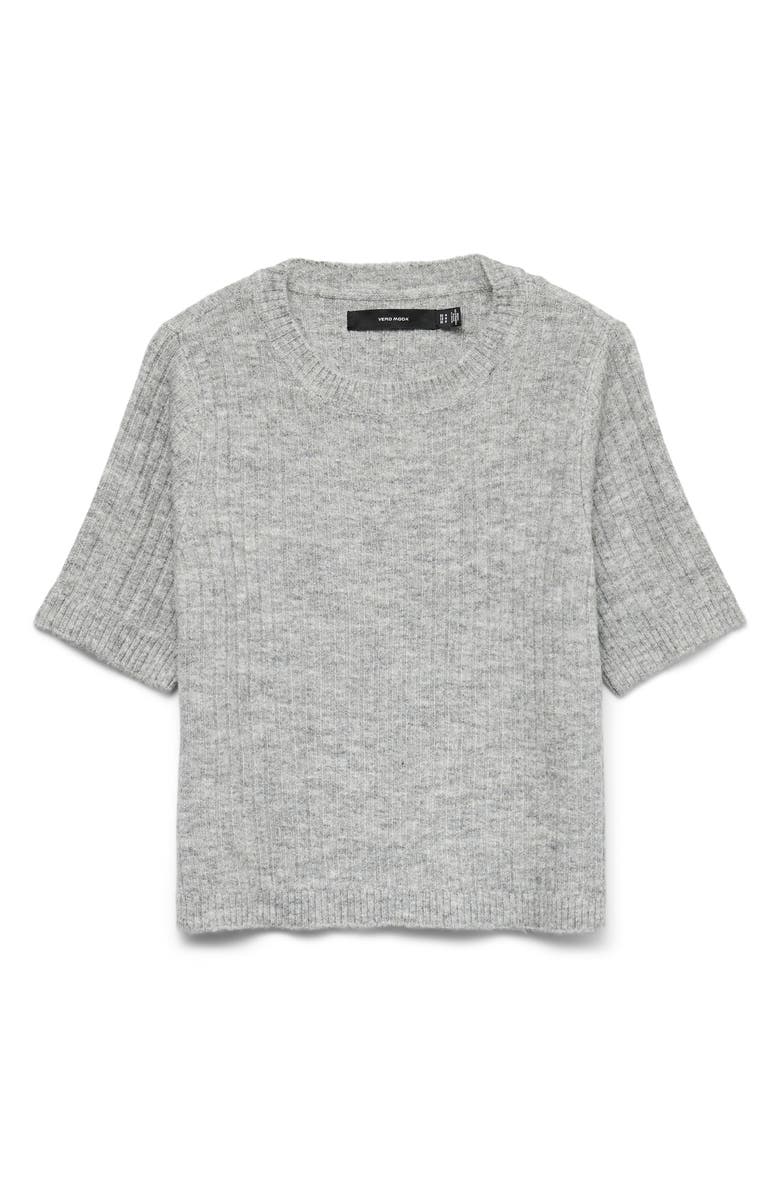 VERO MODA Sally Short Sleeve Sweater, Alternate, color, Light Grey Melange D