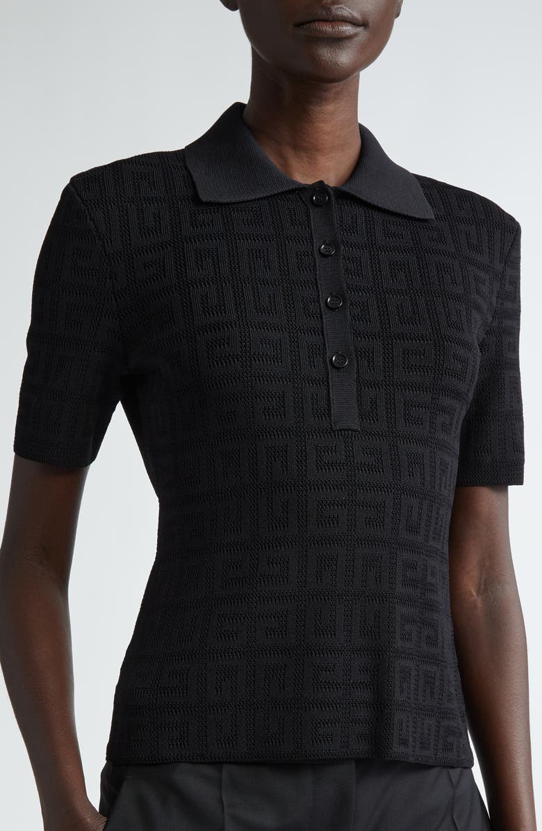 Givenchy 4G Jacquard Mesh Polo, Alternate, color, 