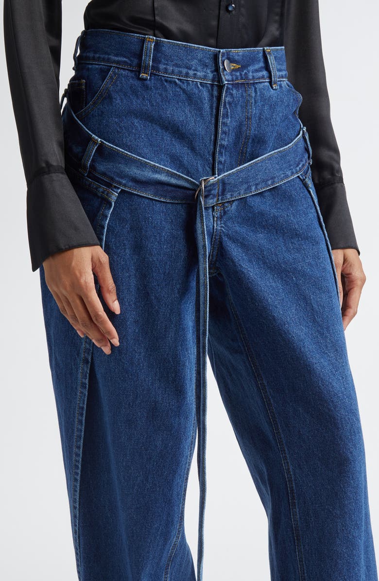 MONSE Deconstructed Wide Leg Wrap Jeans, Alternate, color, Indigo Denim