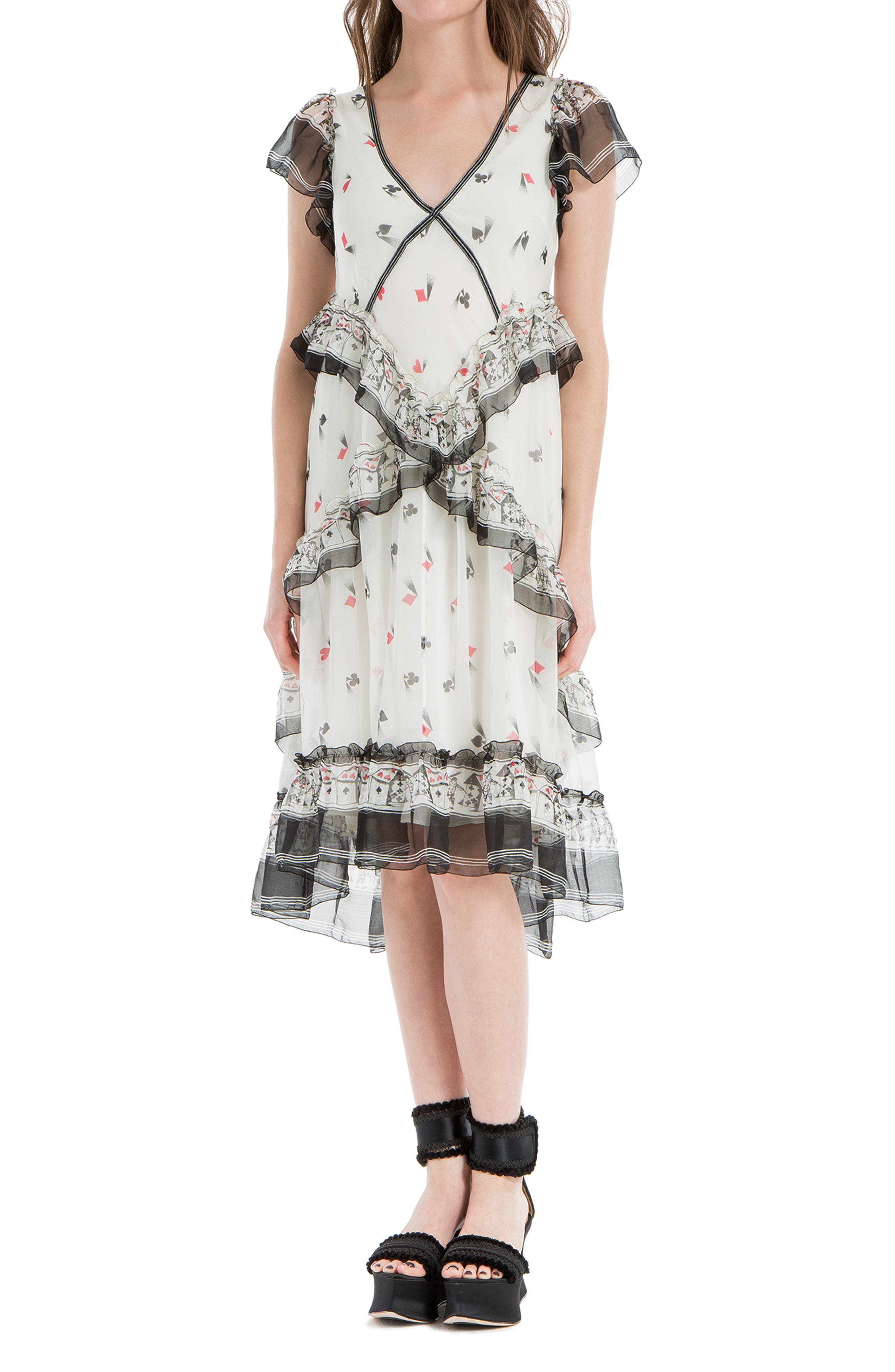 MAX STUDIO Crinkle Silk Patterned Chiffon Dress (Women) | Nordstromrack