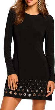 Ramy Brook Dorinda Rivet Detail Long Sleeve Minidress