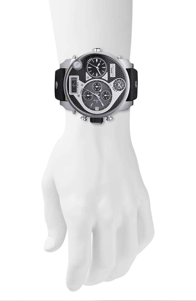 DIESEL<sup>®</sup> 'Mr. Daddy' Leather Strap Watch, 58mm, Alternate, color, 