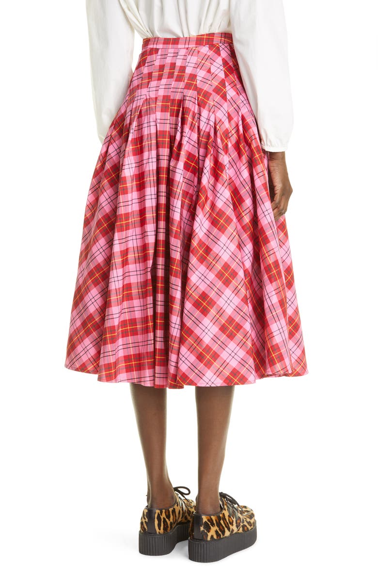 Molly Goddard Henri Tartan Pleated Skirt, Alternate, color, Pink/ Red