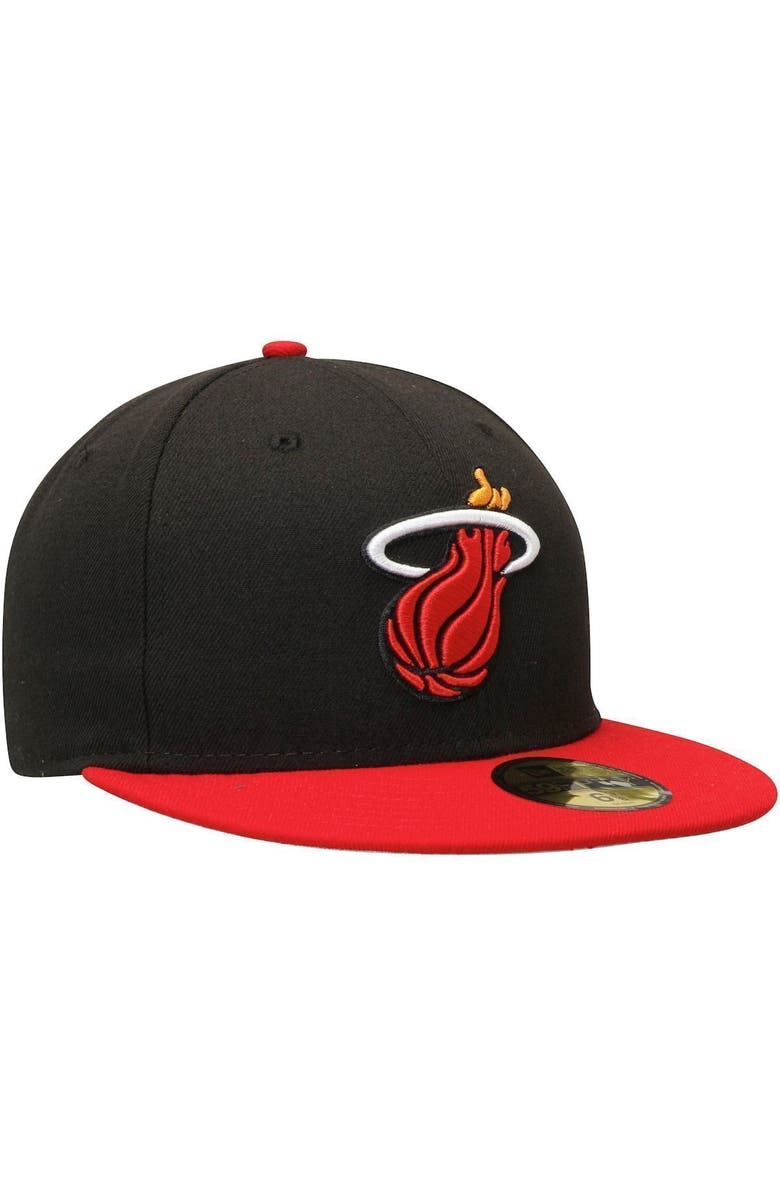 New Era Men's New Era Black/Red Miami Heat Official Team Color 2Tone 59FIFTY Fitted Hat, Alternate, color, Black