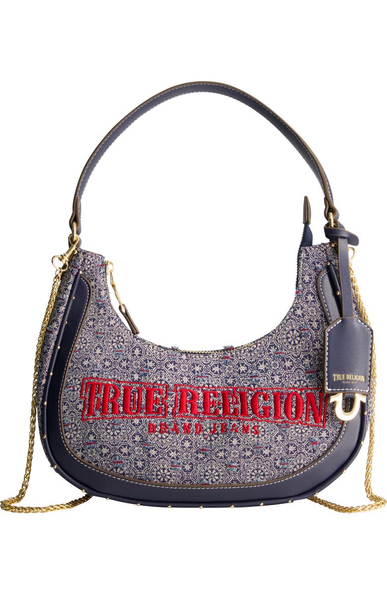 True Religion Logo Small Hobo Bag, Main, color,