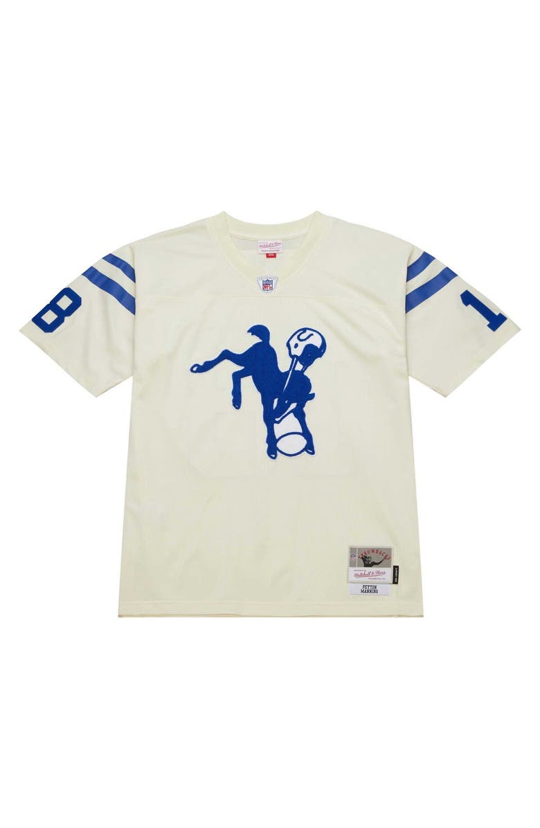 Mitchell & Ness Men's Mitchell & Ness Peyton Manning Cream Indianapolis Colts Chainstitch Legacy Jersey, Alternate, color, 