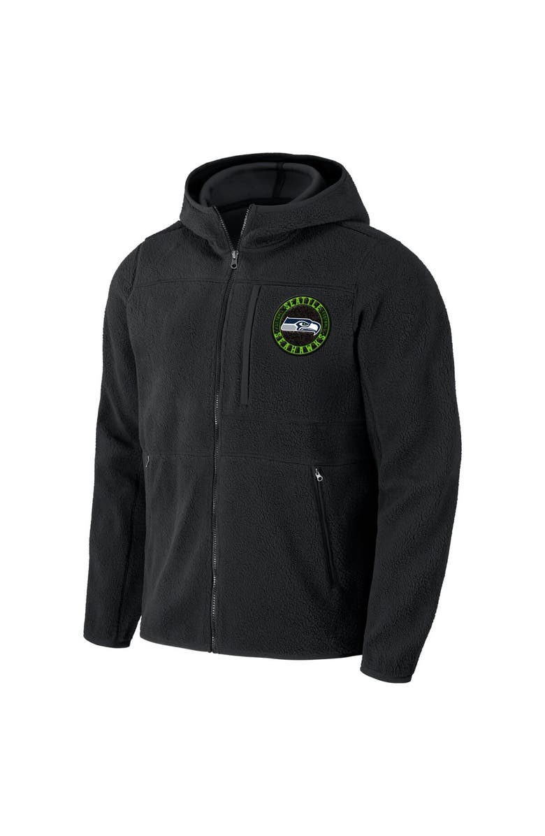NFL X DARIUS RUCKER Men's NFL x Darius Rucker Collection by Fanatics Black Seattle Seahawks Sherpa Full-Zip Hoodie, Alternate, color,