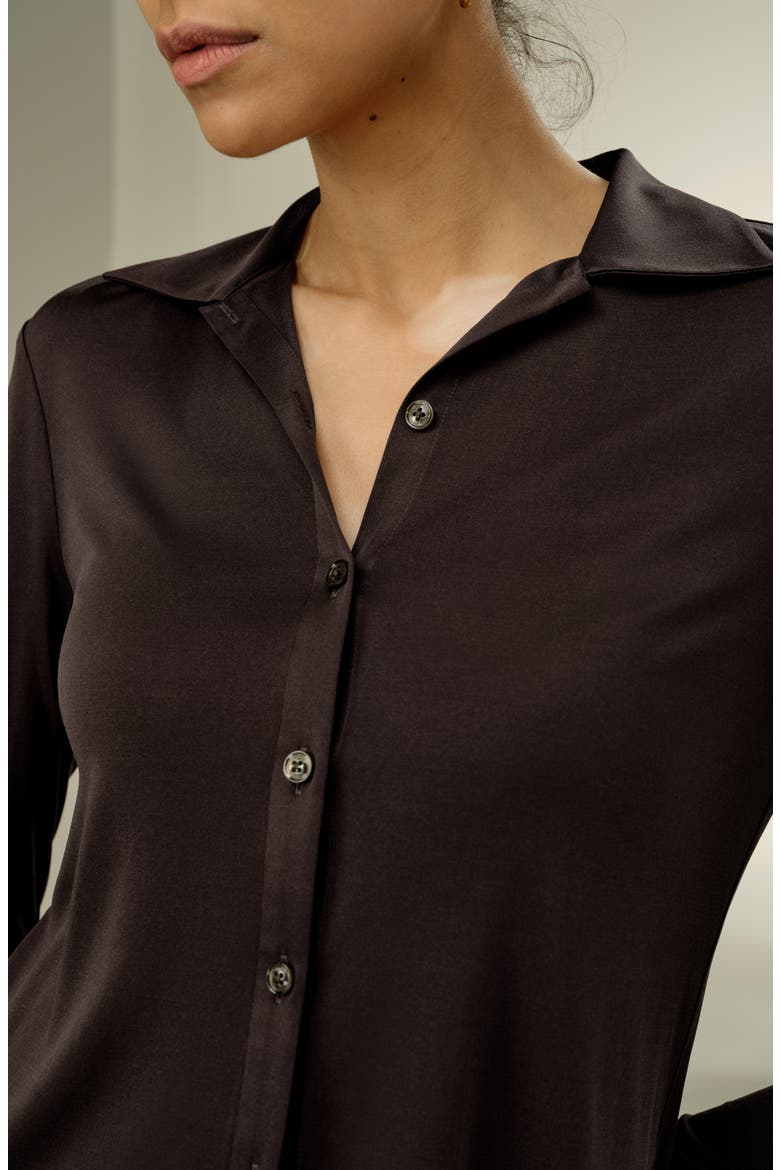 Women's Silk Jersey Basic Slim Shirt, Alternate, color, Cocoa