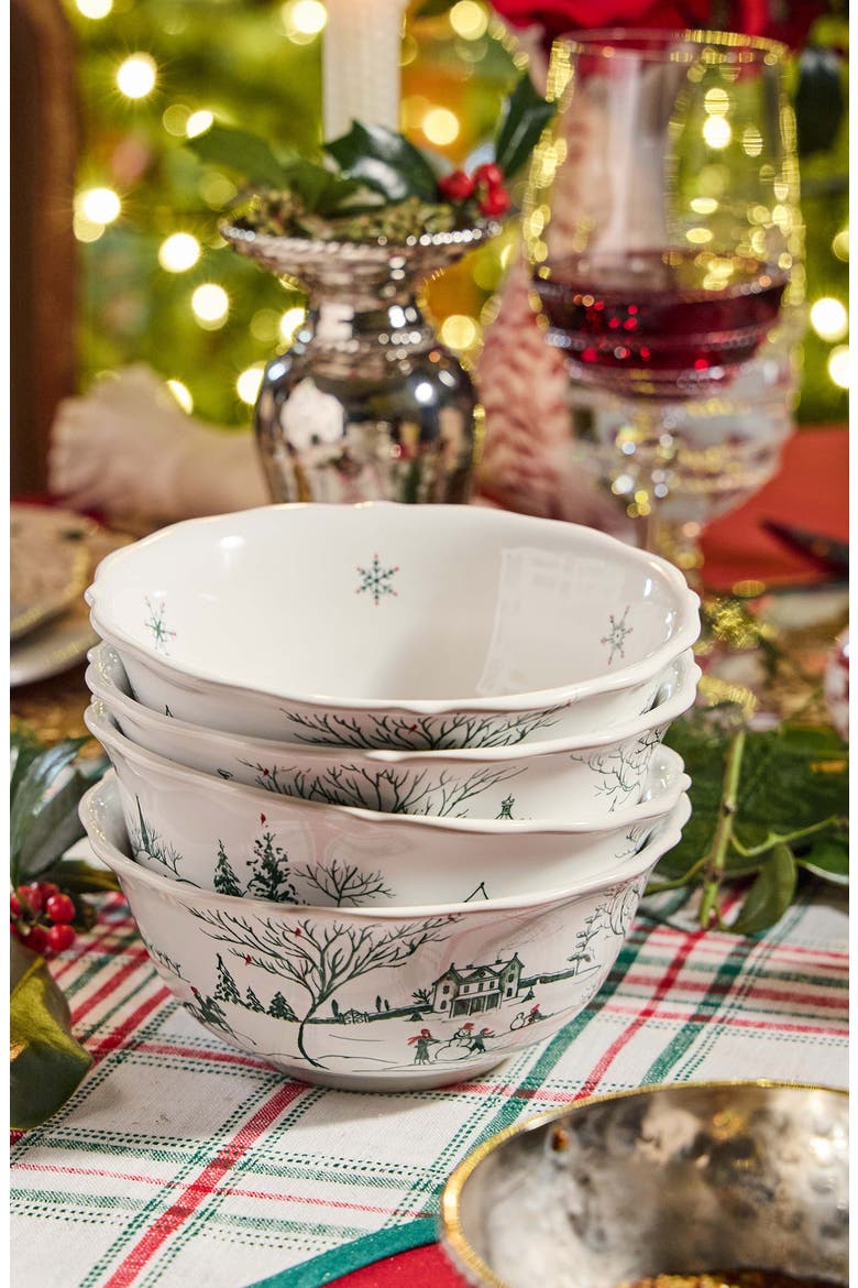 Country Estate Winter Frolic Ice Cream Bowl, Alternate, color, EVERGREEN