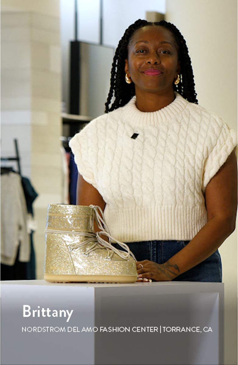 Metallic Glitter Icon Water Resistant Short Boot, sales video thumbnail