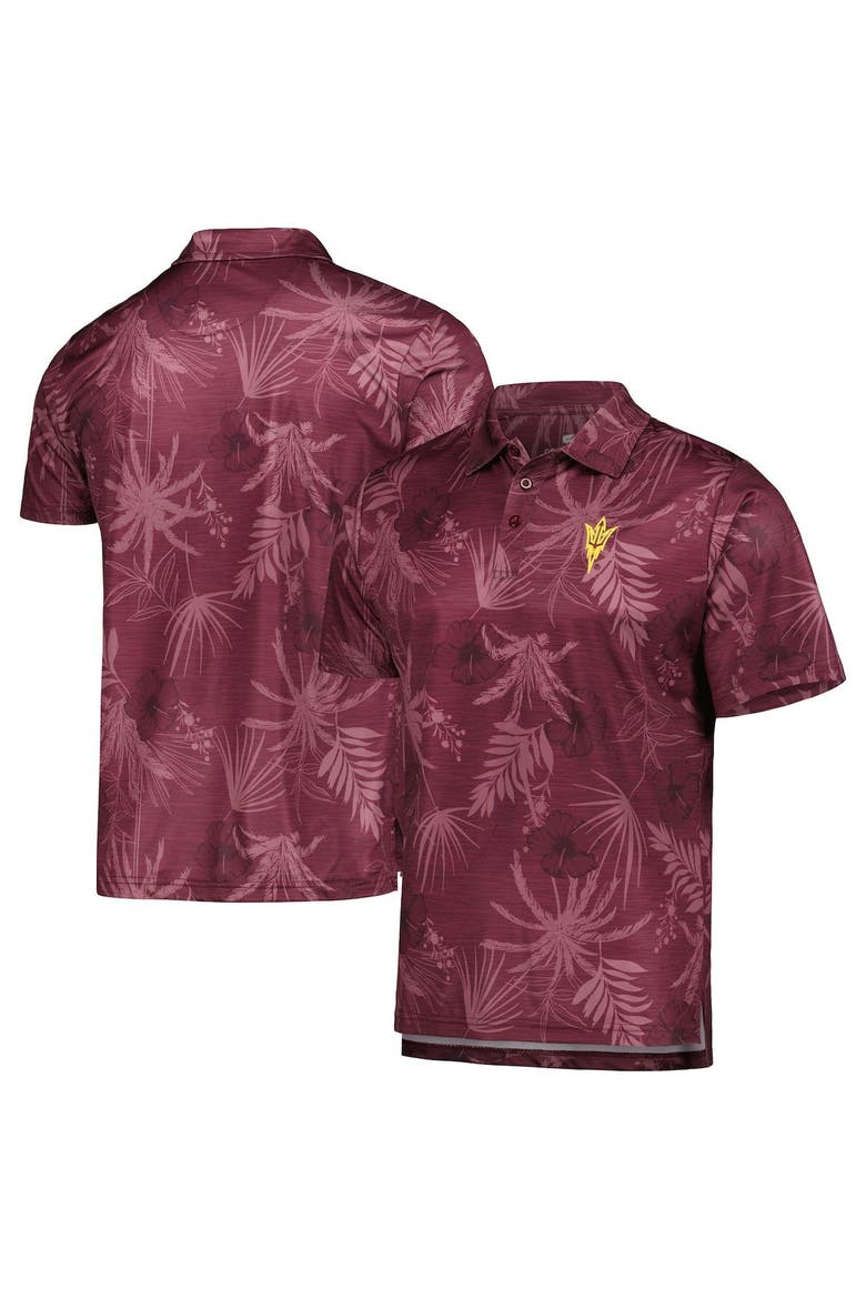 Men's Colosseum Maroon Arizona State Sun Devils Palms Team Polo, Alternate, color, Maroon