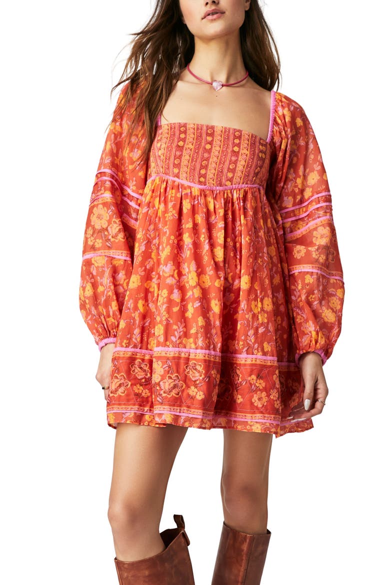 Endless Afternoon Print Long Sleeve Minidress, Alternate, color, CHILI COMBO