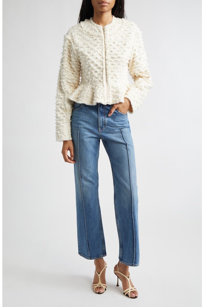 Rosalind Cotton Peplum Jacket, Alternate, color, IVORY