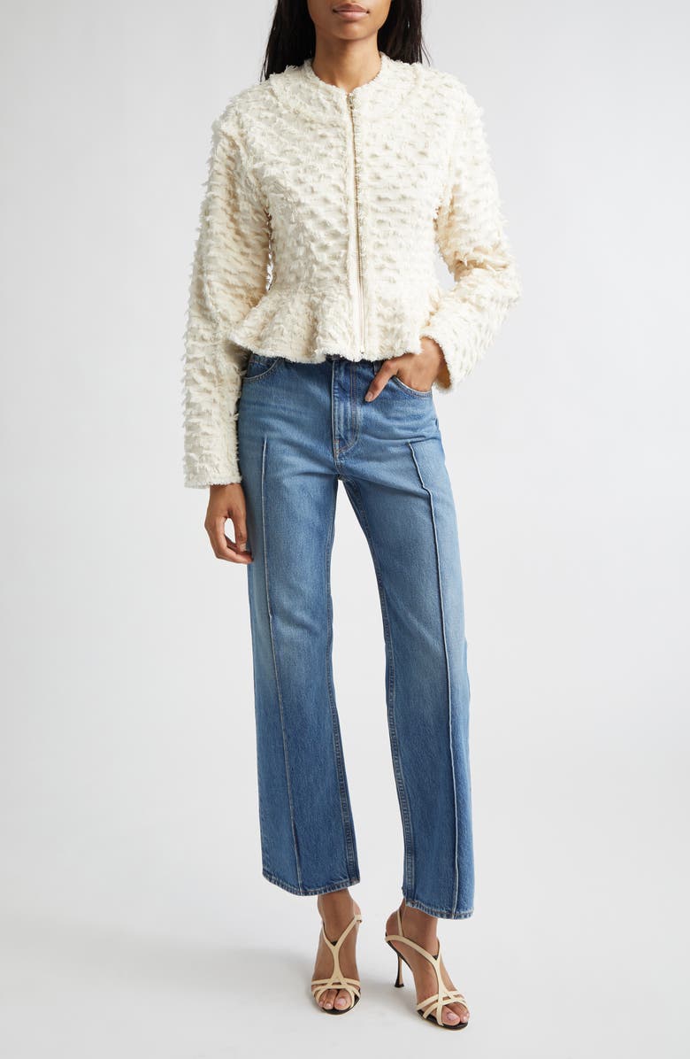 Ulla Johnson Rosalind Cotton Peplum Jacket, Alternate, color, Ivory