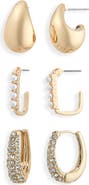 NORDSTROM RACK Set of 3 Teardrop Hoop Earrings