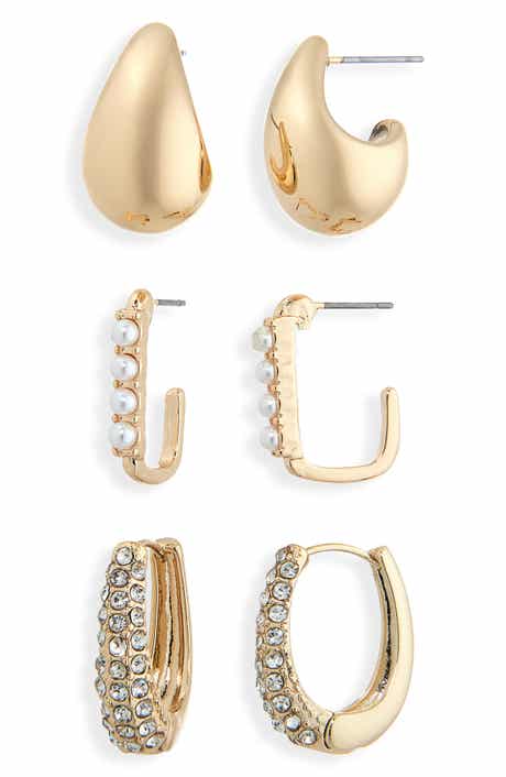 NORDSTROM RACK Set of 3 Teardrop Hoop Earrings