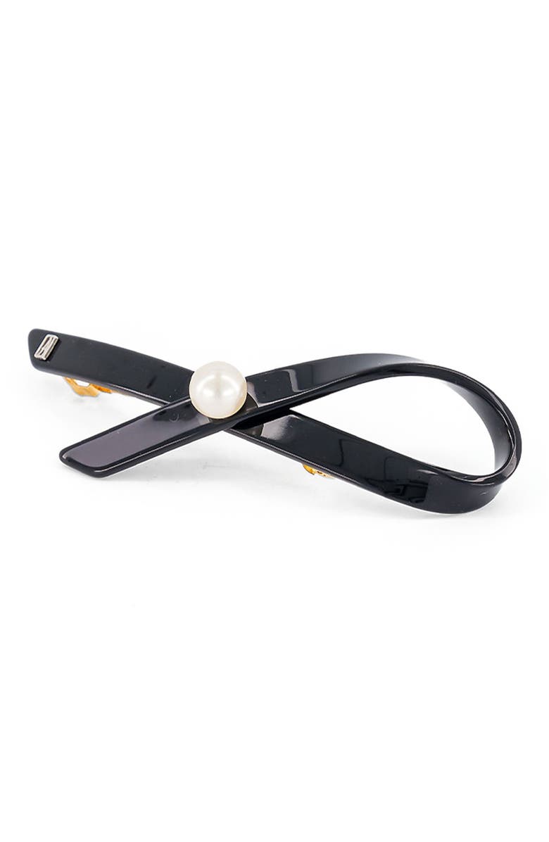 Alexandre de Paris Lutece acetate and pearl barette, Main, color, Black