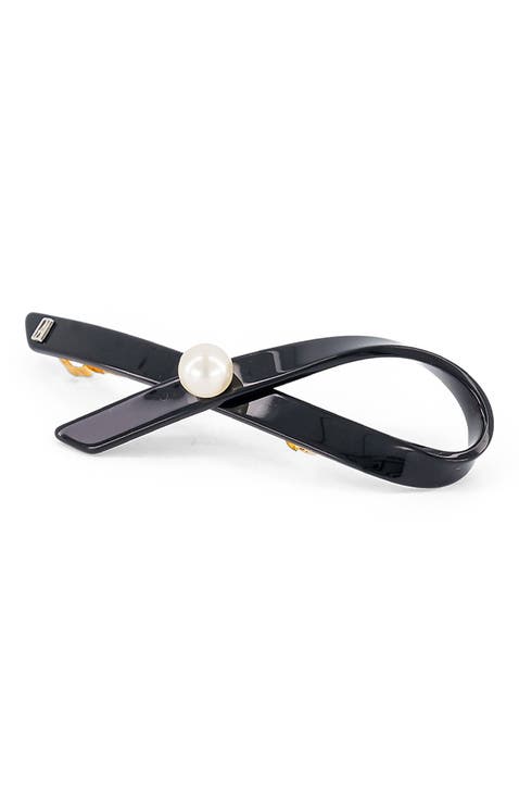 Lutece acetate and pearl barette