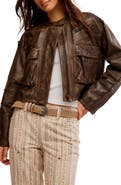 Free People Adrienne Leather Bomber Jacket