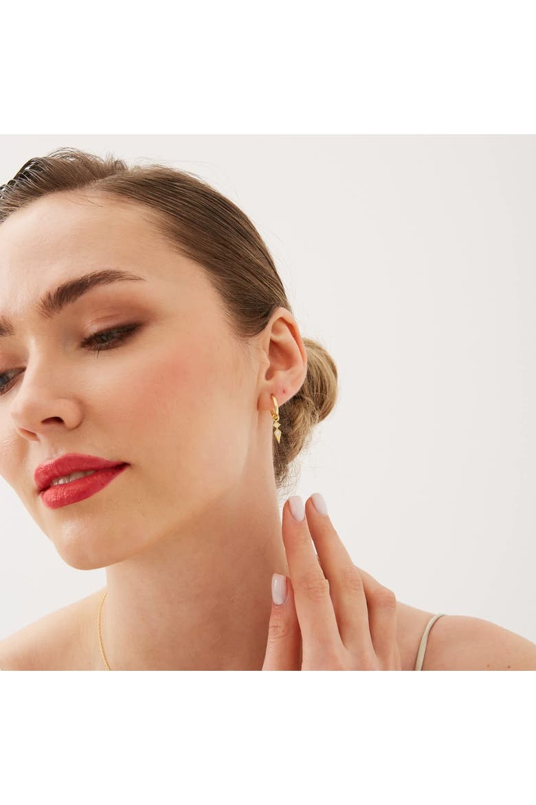 Sterling Silver Pave Spike Rhombus Drop Earrings, Alternate, color, Gold