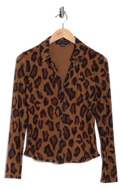 Long Sleeve Mesh Button-Up Shirt